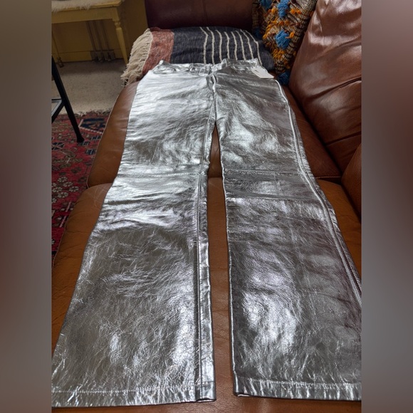 Helmut Lang Silver Leather Pants ✨ BNWT 🚀 Size 6 - Picture 7 of 12